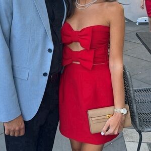 the new arrivals by ilkyaz ozel red bow mini dress